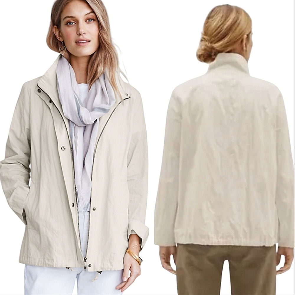 Eileen Fisher Organic Cotton And Steel A- Line Jacket.